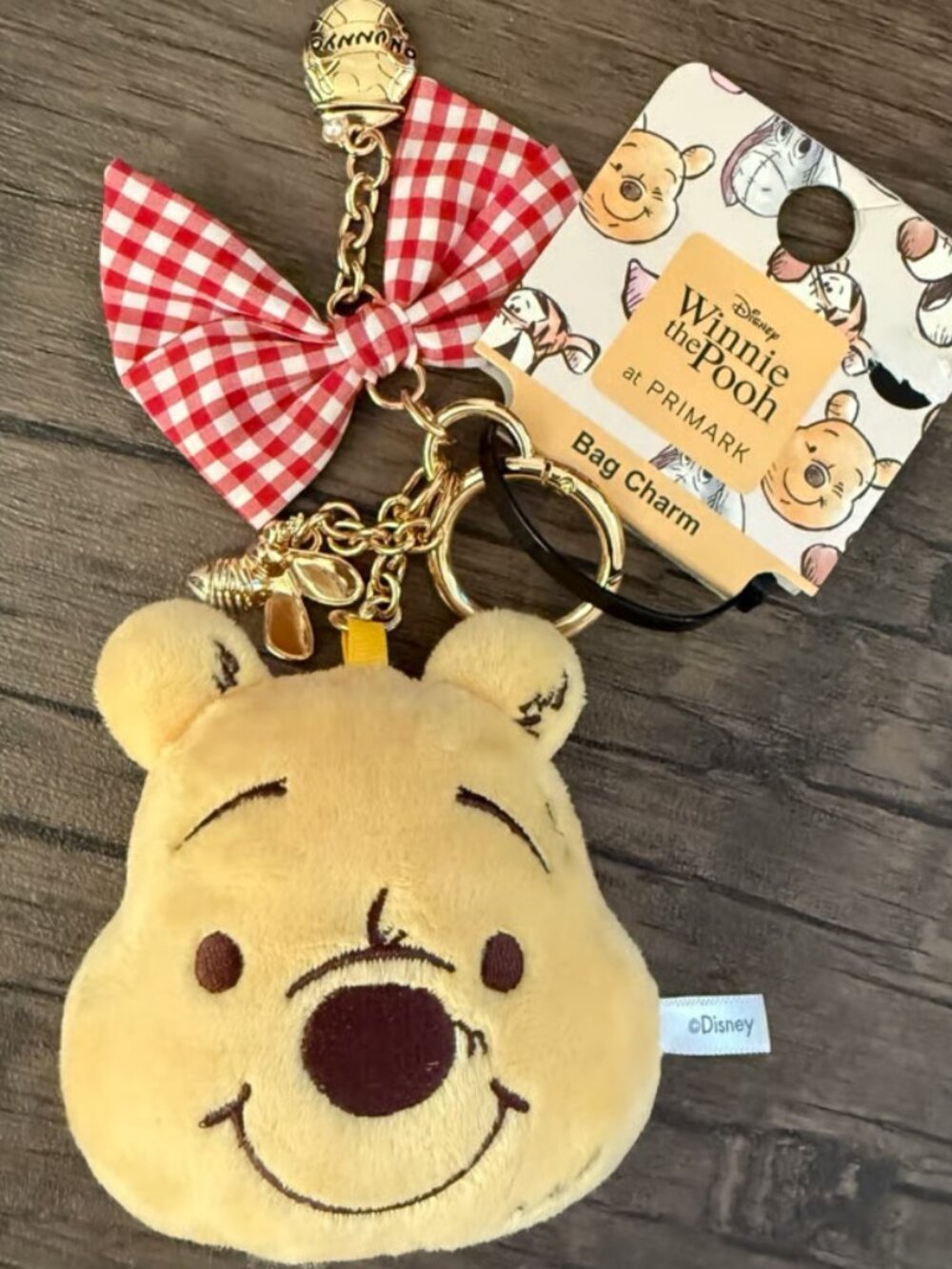 Disney Winnie the Pooh Bag Charm Keychain Charms Gold Yellow